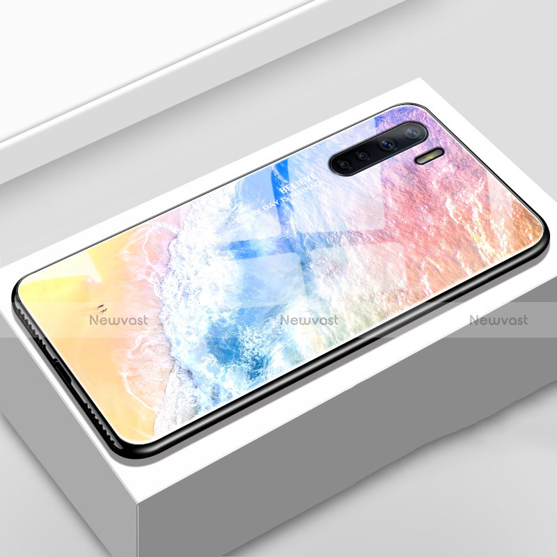 Silicone Frame Mirror Rainbow Gradient Case Cover for Oppo A91 Orange