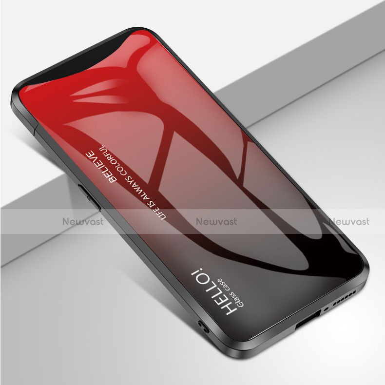 Silicone Frame Mirror Rainbow Gradient Case Cover for Oppo Find X Super Flash Edition Red