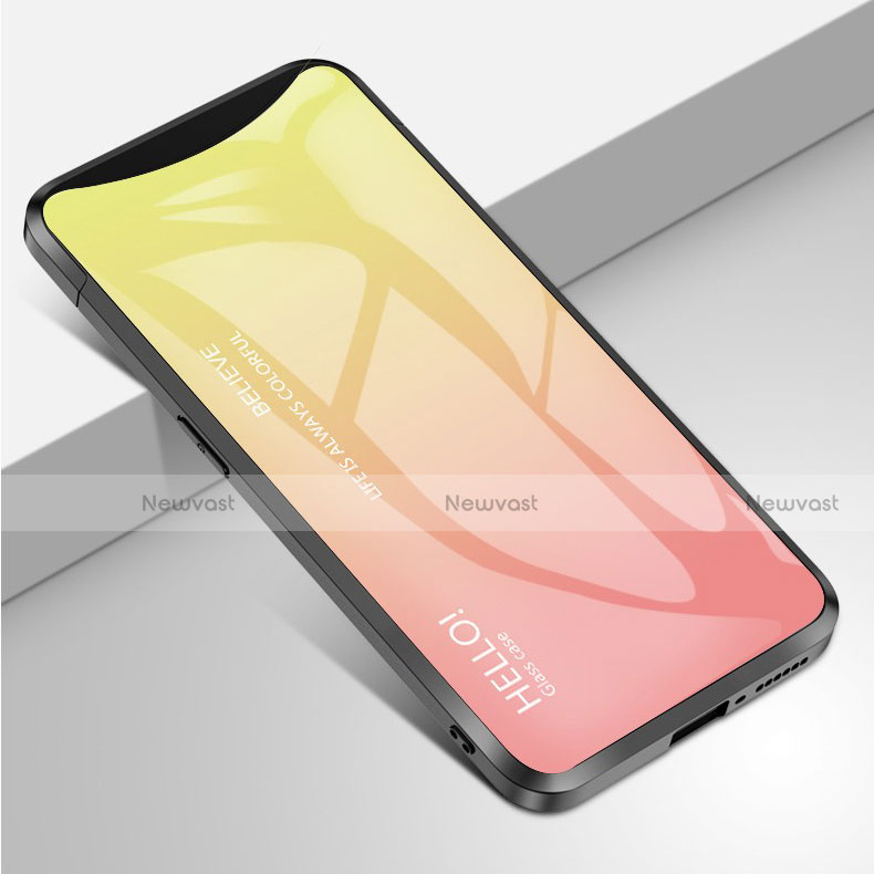 Silicone Frame Mirror Rainbow Gradient Case Cover for Oppo Find X Super Flash Edition Yellow