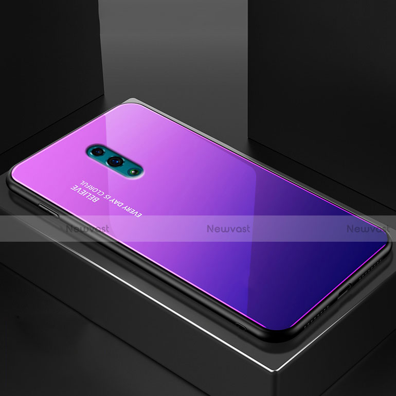 Silicone Frame Mirror Rainbow Gradient Case Cover for Oppo Reno Purple