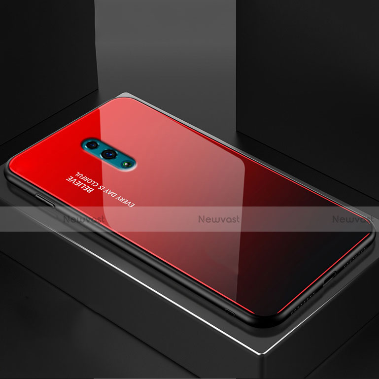 Silicone Frame Mirror Rainbow Gradient Case Cover for Oppo Reno Red