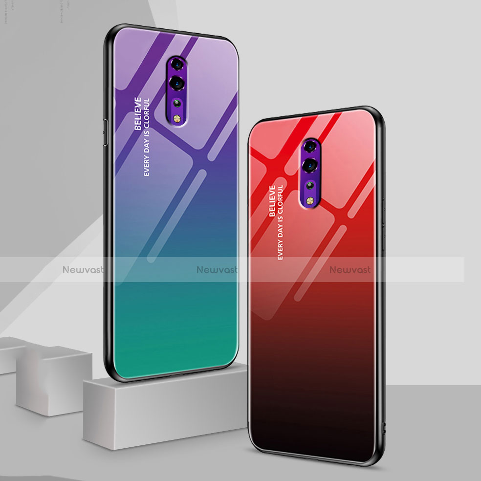 Silicone Frame Mirror Rainbow Gradient Case Cover for Oppo Reno Z