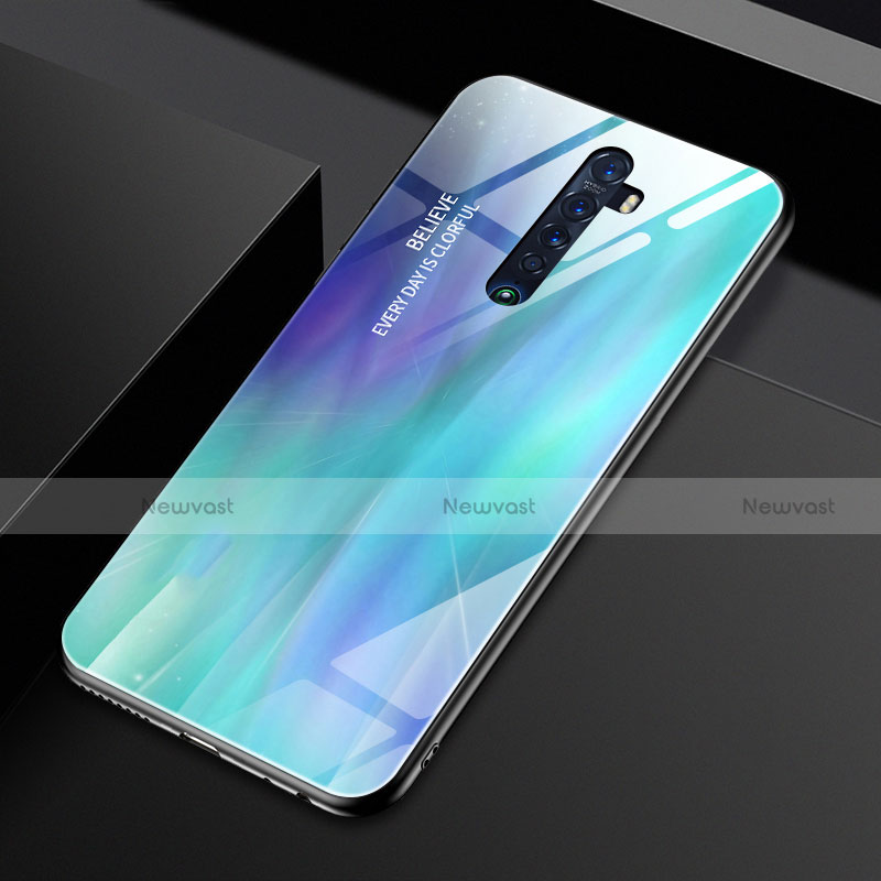 Silicone Frame Mirror Rainbow Gradient Case Cover for Oppo Reno2