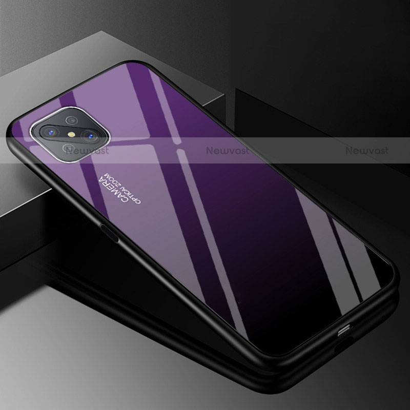 Silicone Frame Mirror Rainbow Gradient Case Cover for Oppo Reno4 Z 5G Purple