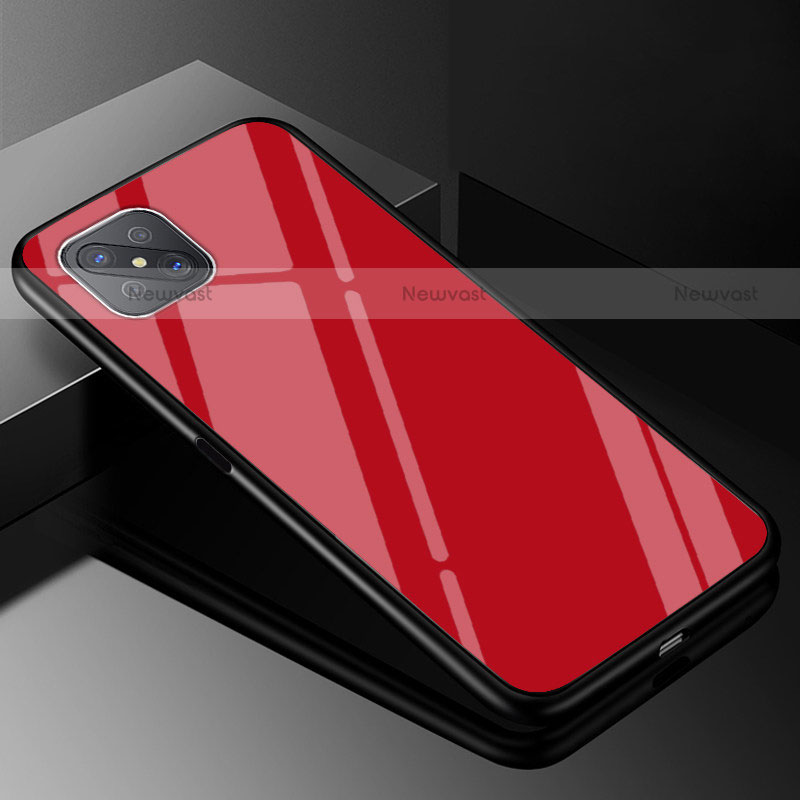 Silicone Frame Mirror Rainbow Gradient Case Cover for Oppo Reno4 Z 5G Red