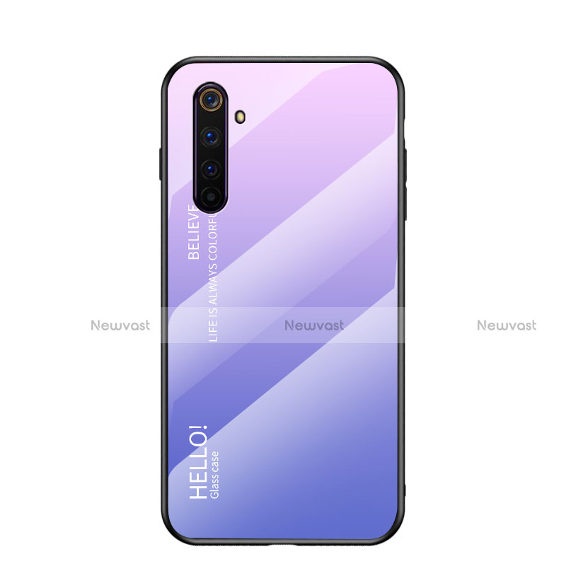 Silicone Frame Mirror Rainbow Gradient Case Cover for Realme 6s Purple