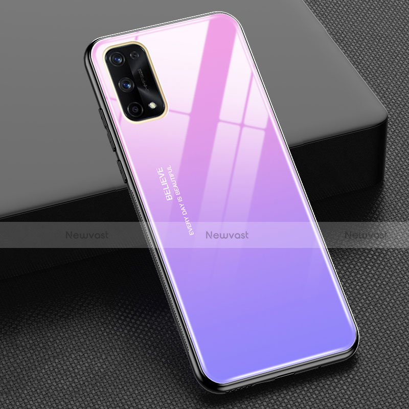 Silicone Frame Mirror Rainbow Gradient Case Cover for Realme Q2 Pro 5G Clove Purple