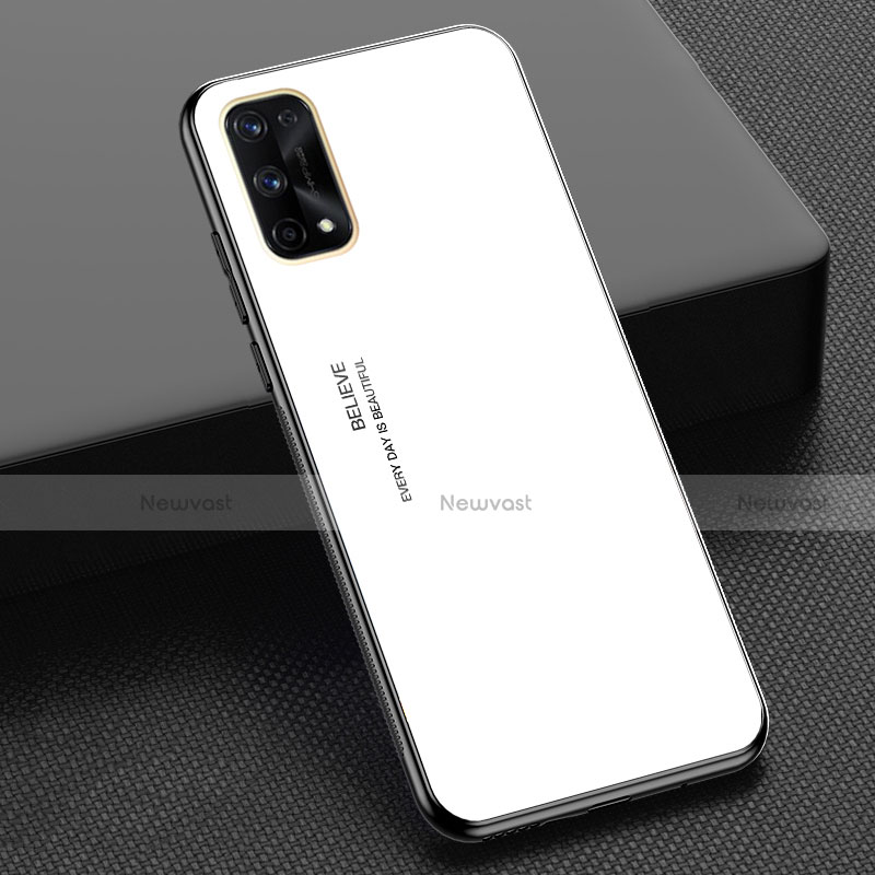 Silicone Frame Mirror Rainbow Gradient Case Cover for Realme Q2 Pro 5G White