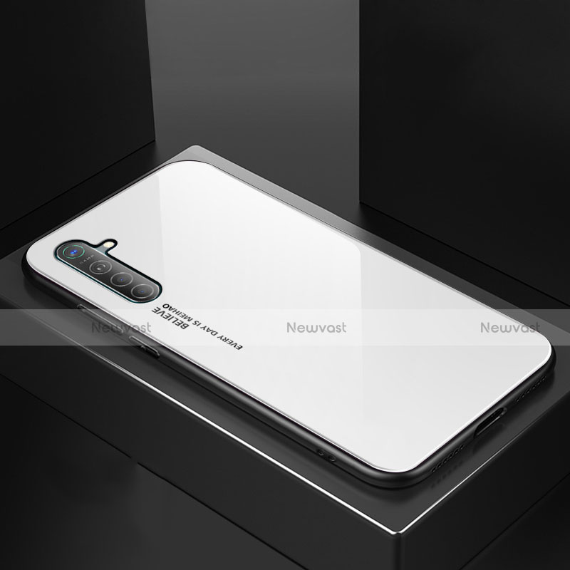 Silicone Frame Mirror Rainbow Gradient Case Cover for Realme X2 White