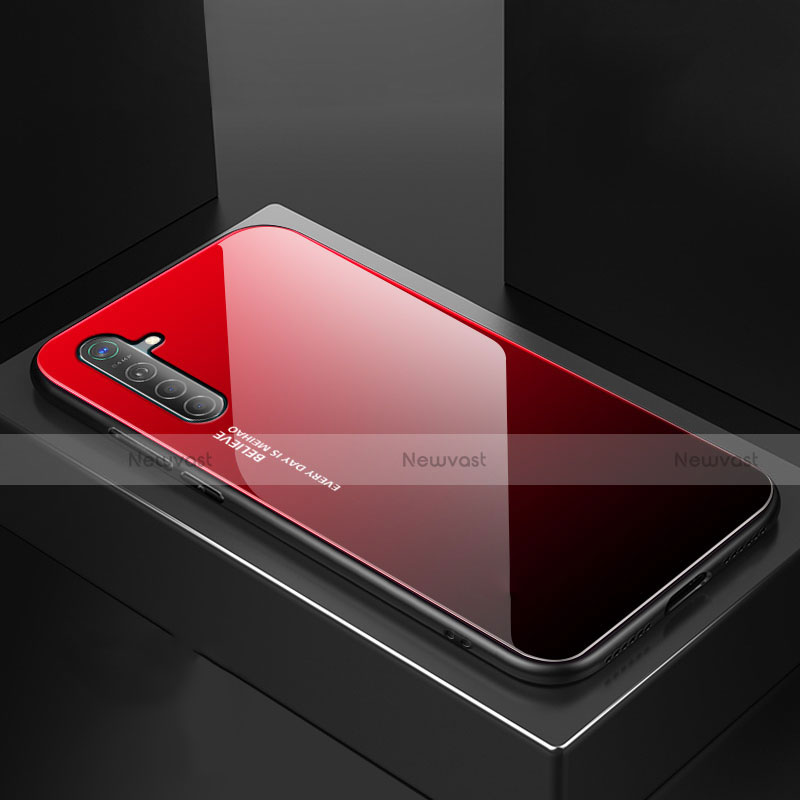 Silicone Frame Mirror Rainbow Gradient Case Cover for Realme XT Red