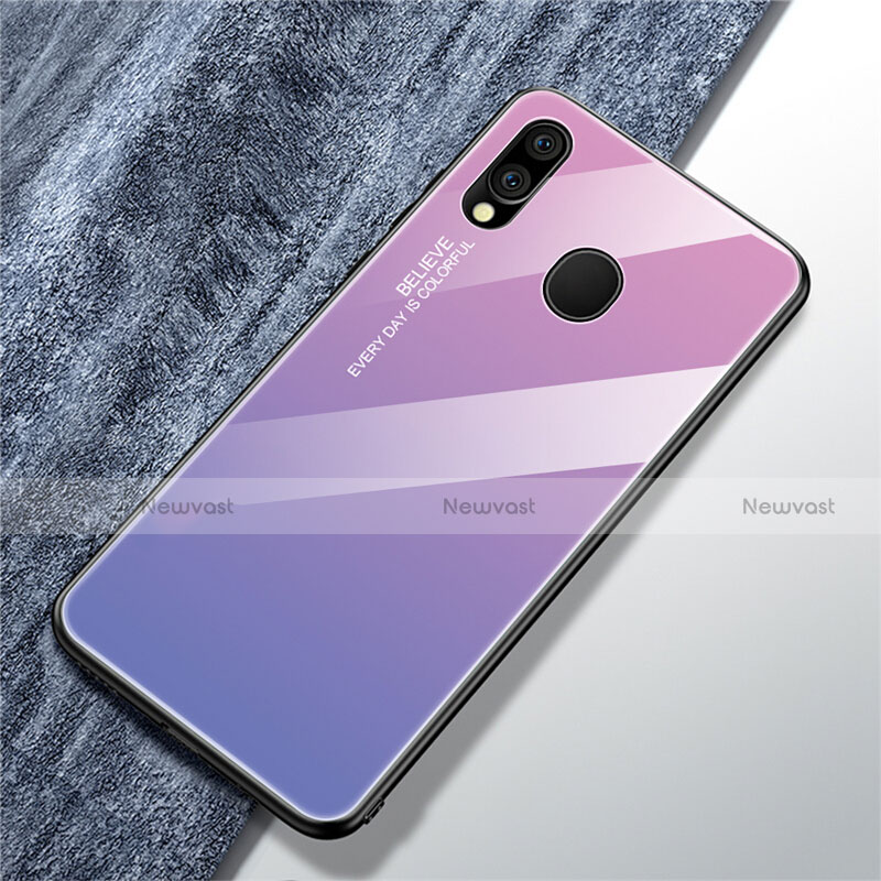 Silicone Frame Mirror Rainbow Gradient Case Cover for Samsung Galaxy A40 Purple