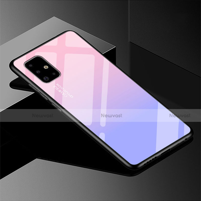 Silicone Frame Mirror Rainbow Gradient Case Cover for Samsung Galaxy A51 5G