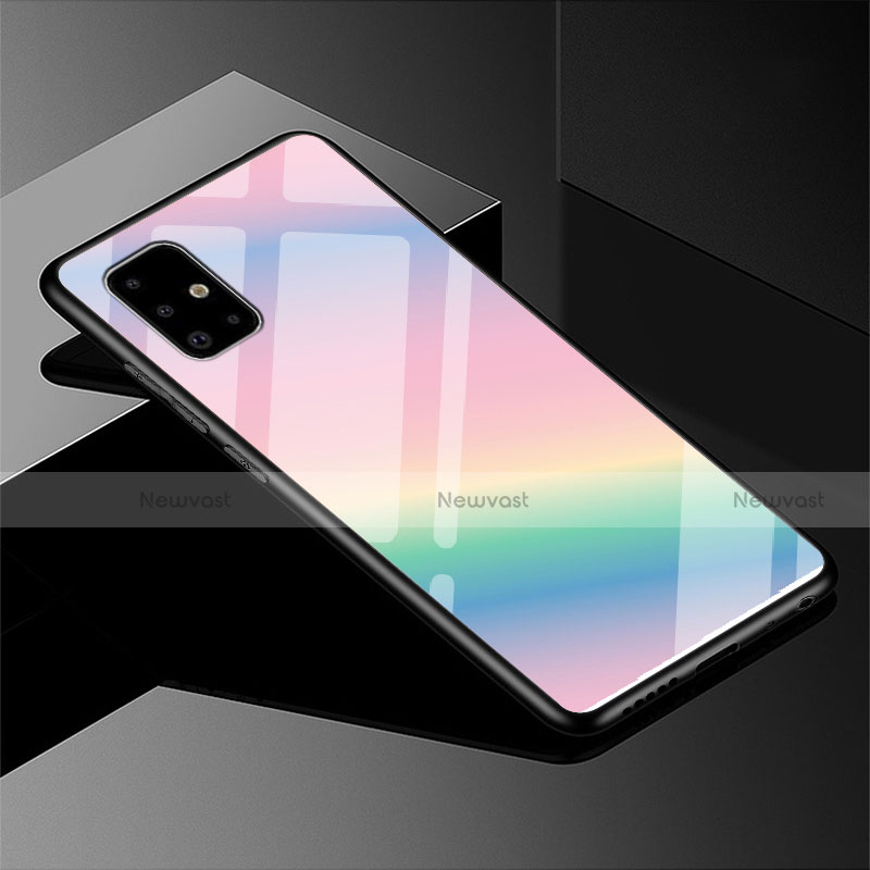 Silicone Frame Mirror Rainbow Gradient Case Cover for Samsung Galaxy A51 5G Colorful