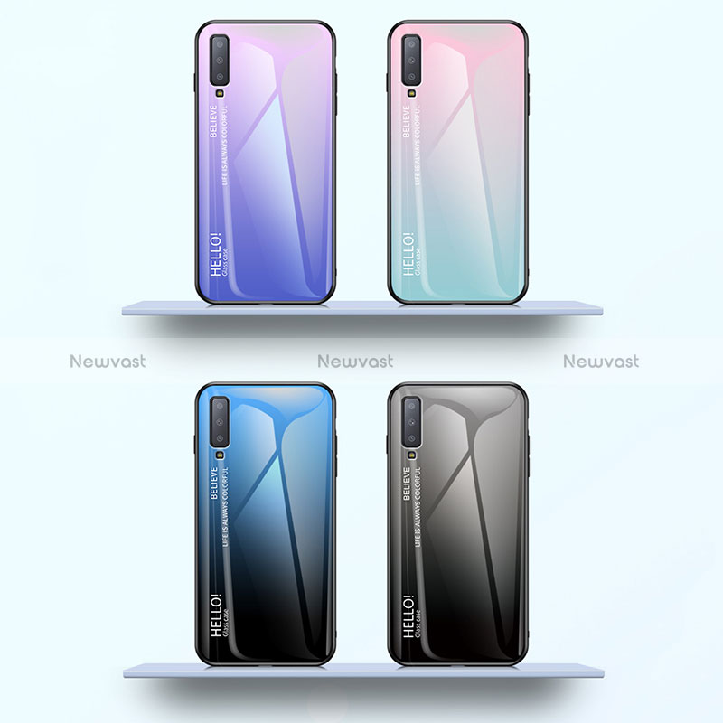 Silicone Frame Mirror Rainbow Gradient Case Cover for Samsung Galaxy A7 (2018) A750