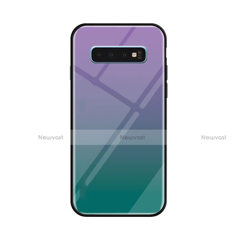 Silicone Frame Mirror Rainbow Gradient Case Cover for Samsung Galaxy S10 5G Green