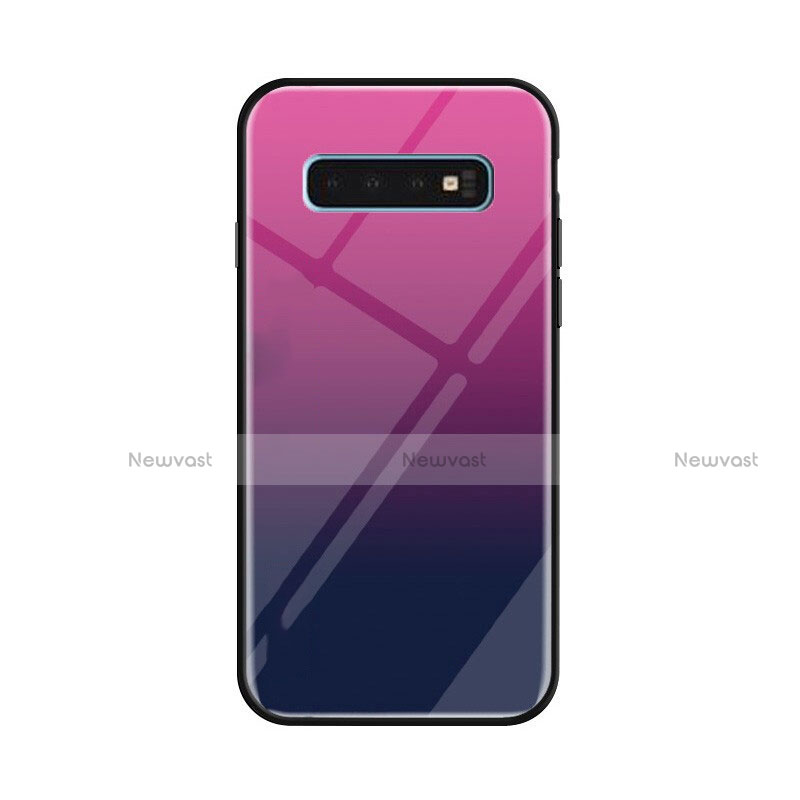 Silicone Frame Mirror Rainbow Gradient Case Cover for Samsung Galaxy S10 5G Purple