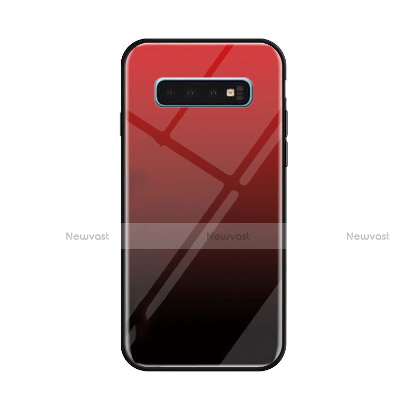 Silicone Frame Mirror Rainbow Gradient Case Cover for Samsung Galaxy S10 5G Red