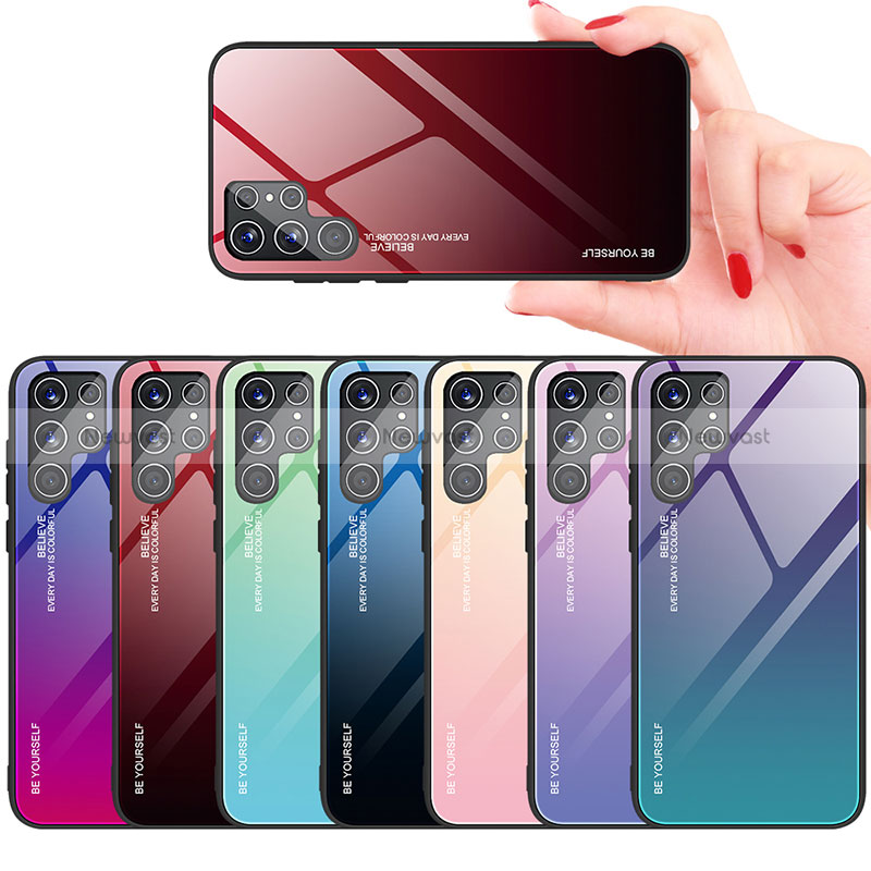 Silicone Frame Mirror Rainbow Gradient Case Cover for Samsung Galaxy S25 Ultra 5G