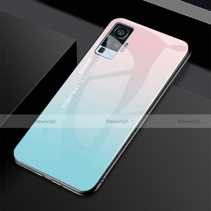 Silicone Frame Mirror Rainbow Gradient Case Cover for Vivo X50 Pro 5G