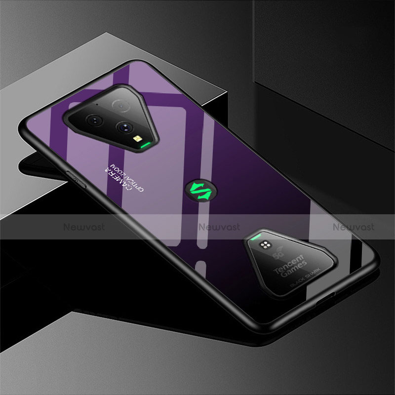 Silicone Frame Mirror Rainbow Gradient Case Cover for Xiaomi Black Shark 3 Pro Purple
