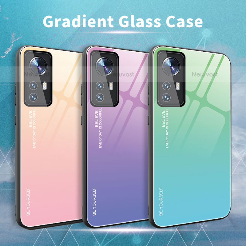 Silicone Frame Mirror Rainbow Gradient Case Cover for Xiaomi Mi 12 Pro 5G