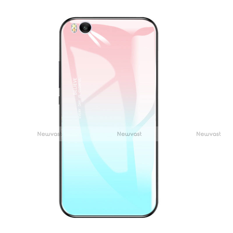 Silicone Frame Mirror Rainbow Gradient Case Cover for Xiaomi Mi 5S 4G Blue