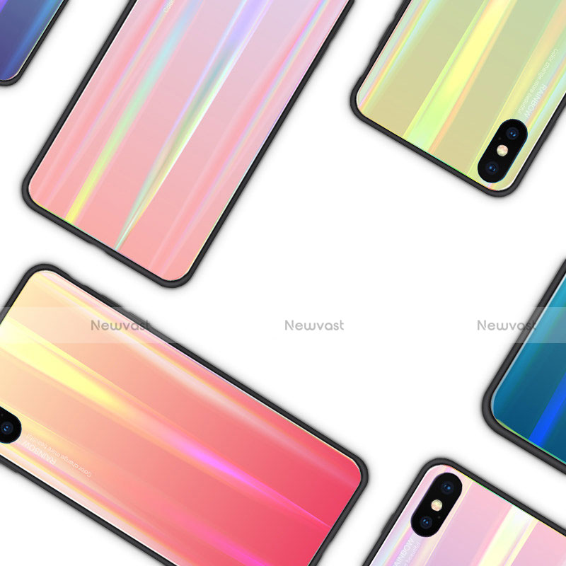 Silicone Frame Mirror Rainbow Gradient Case Cover for Xiaomi Mi 8 Explorer