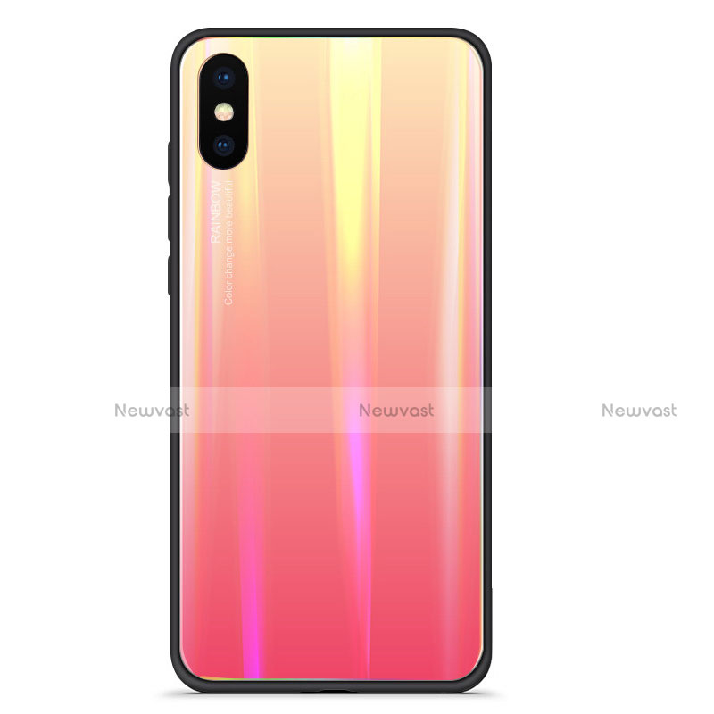 Silicone Frame Mirror Rainbow Gradient Case Cover for Xiaomi Mi 8 Explorer Red