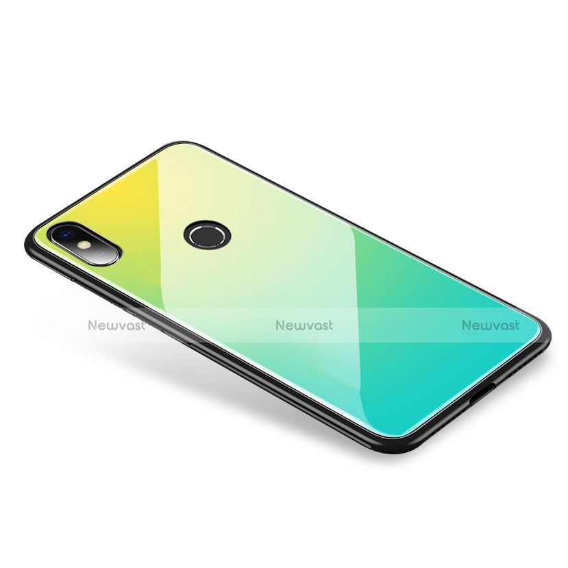 Silicone Frame Mirror Rainbow Gradient Case Cover for Xiaomi Mi 8 Green