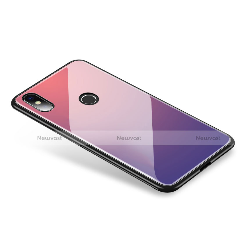 Silicone Frame Mirror Rainbow Gradient Case Cover for Xiaomi Mi 8 Mixed