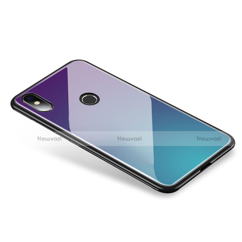 Silicone Frame Mirror Rainbow Gradient Case Cover for Xiaomi Mi 8 Purple