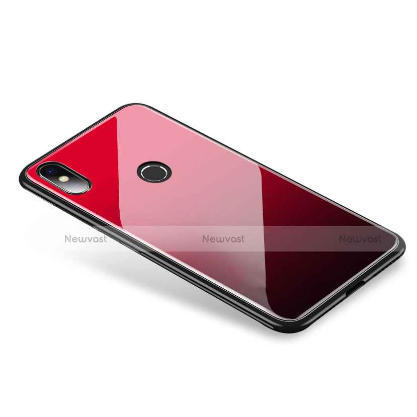 Silicone Frame Mirror Rainbow Gradient Case Cover for Xiaomi Mi 8 Red