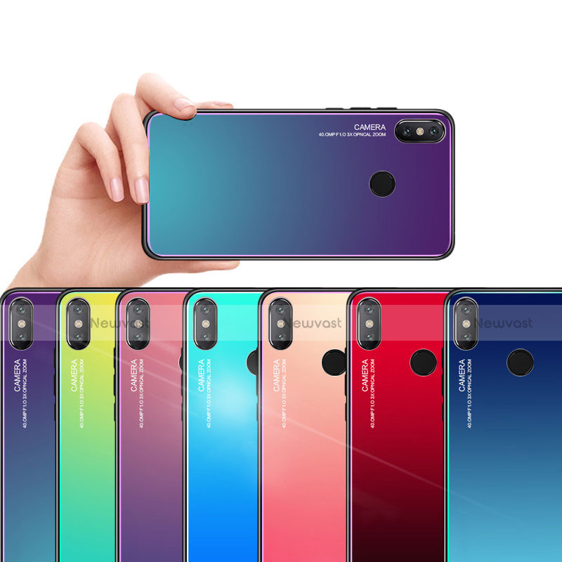 Silicone Frame Mirror Rainbow Gradient Case Cover for Xiaomi Mi 8 SE