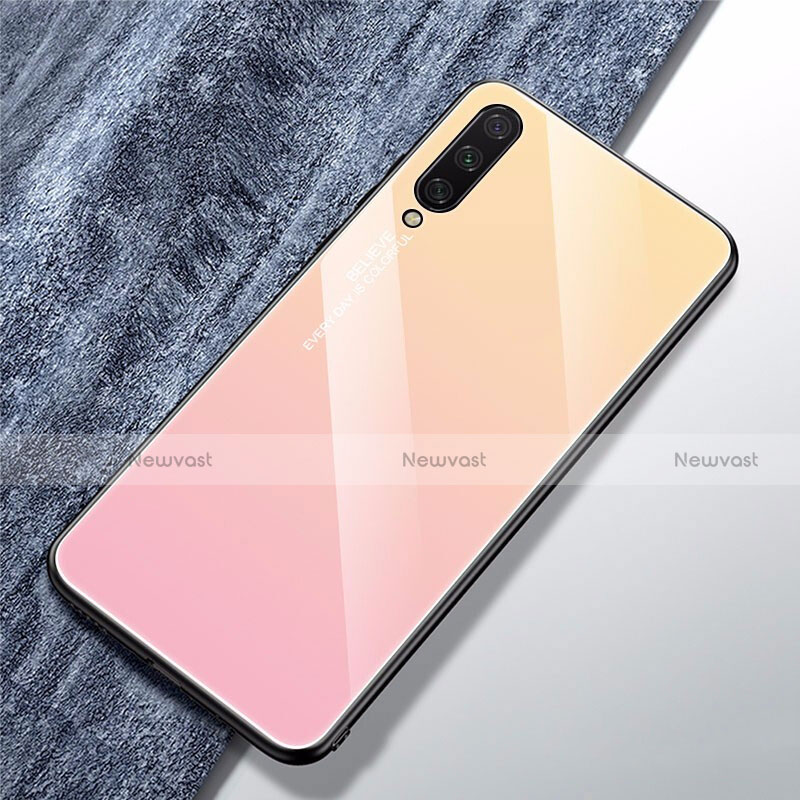 Silicone Frame Mirror Rainbow Gradient Case Cover for Xiaomi Mi A3 Gold