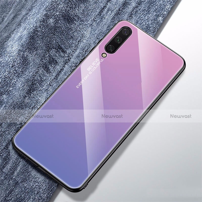 Silicone Frame Mirror Rainbow Gradient Case Cover for Xiaomi Mi A3 Purple