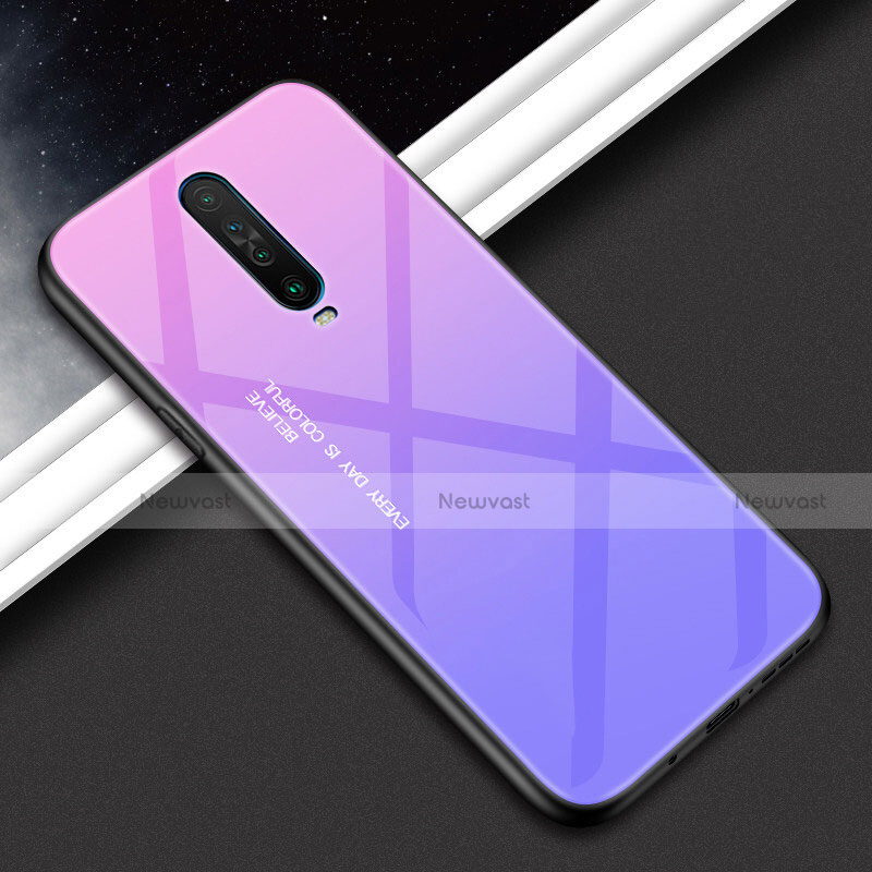 Silicone Frame Mirror Rainbow Gradient Case Cover for Xiaomi Poco X2 Purple