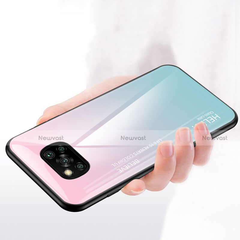 Silicone Frame Mirror Rainbow Gradient Case Cover for Xiaomi Poco X3