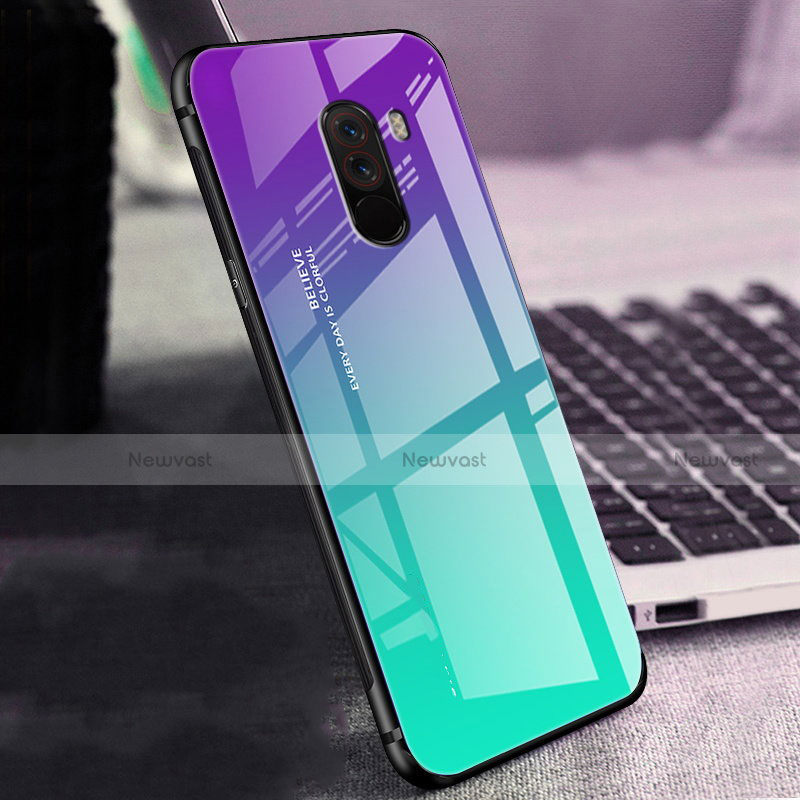 Silicone Frame Mirror Rainbow Gradient Case Cover for Xiaomi Pocophone F1