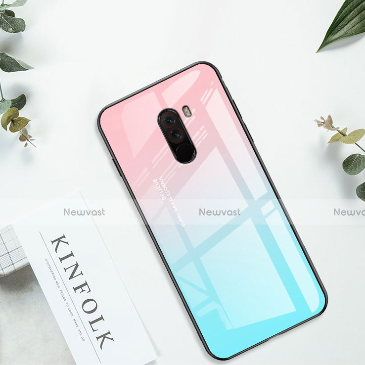 Silicone Frame Mirror Rainbow Gradient Case Cover for Xiaomi Pocophone F1