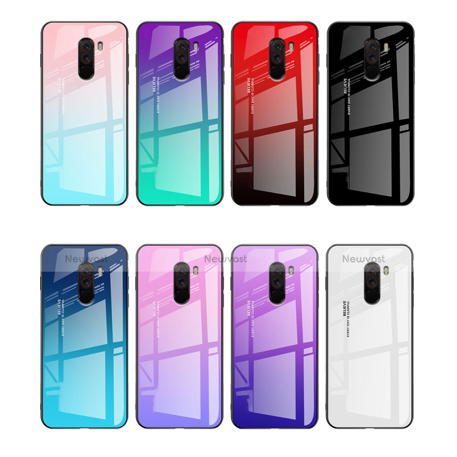 Silicone Frame Mirror Rainbow Gradient Case Cover for Xiaomi Pocophone F1