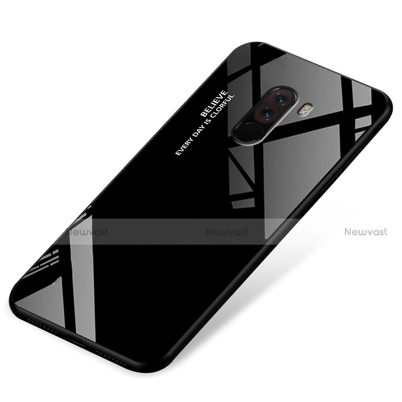 Silicone Frame Mirror Rainbow Gradient Case Cover for Xiaomi Pocophone F1 Black