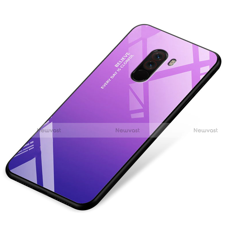 Silicone Frame Mirror Rainbow Gradient Case Cover for Xiaomi Pocophone F1 Purple