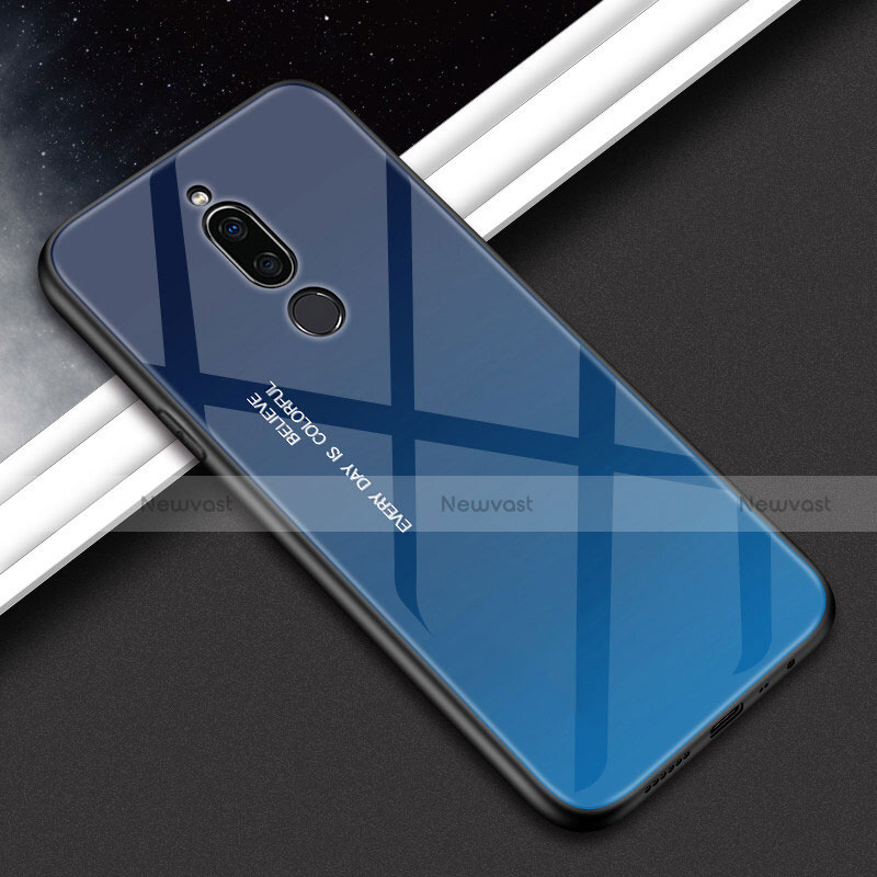 Silicone Frame Mirror Rainbow Gradient Case Cover for Xiaomi Redmi 8 Blue