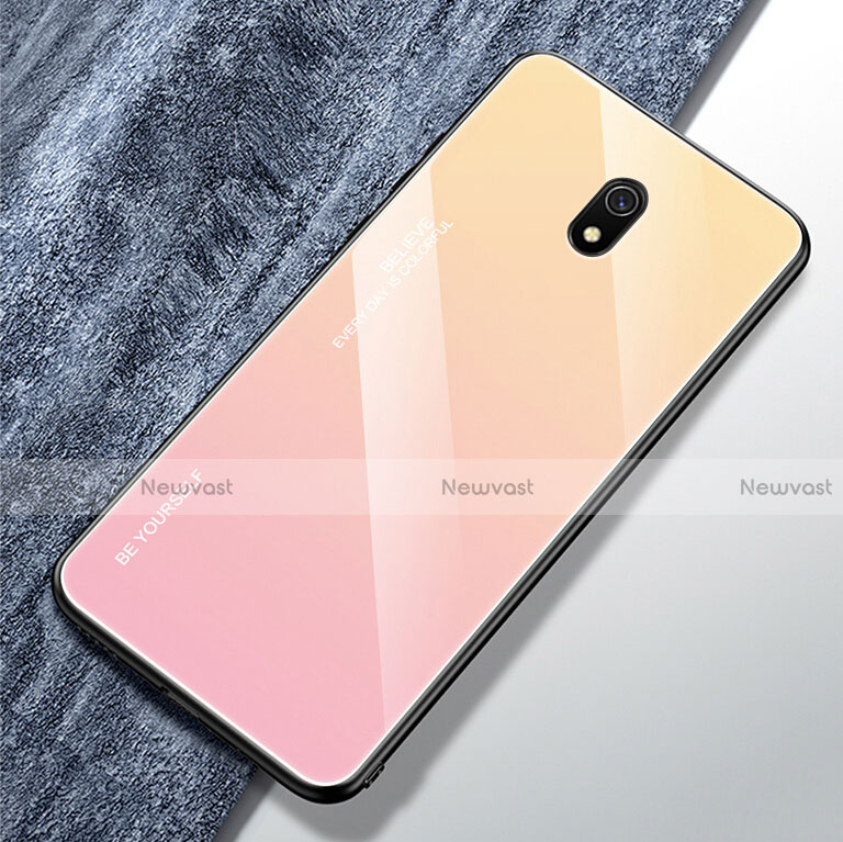 Silicone Frame Mirror Rainbow Gradient Case Cover for Xiaomi Redmi 8A Pink