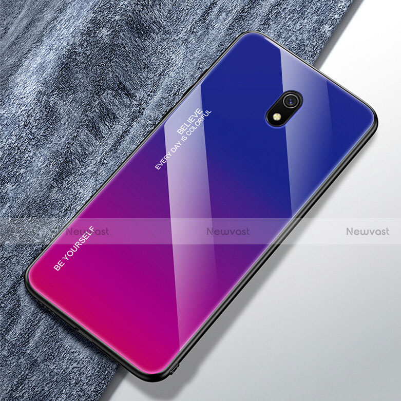 Silicone Frame Mirror Rainbow Gradient Case Cover for Xiaomi Redmi 8A Purple