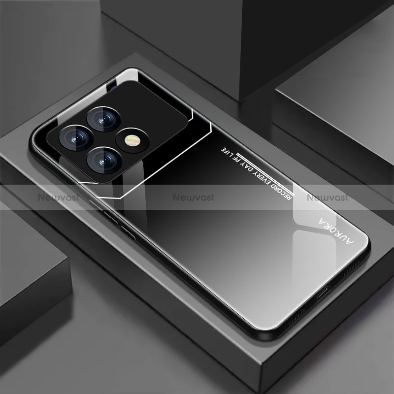 Silicone Frame Mirror Rainbow Gradient Case Cover for Xiaomi Redmi K70 5G Dark Gray