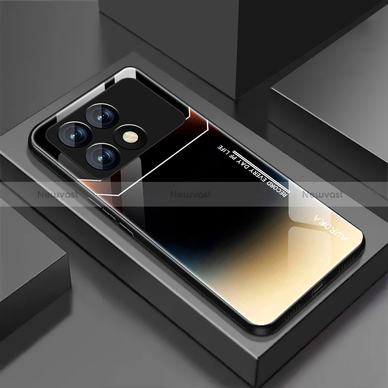 Silicone Frame Mirror Rainbow Gradient Case Cover for Xiaomi Redmi K70 5G Gold and Black