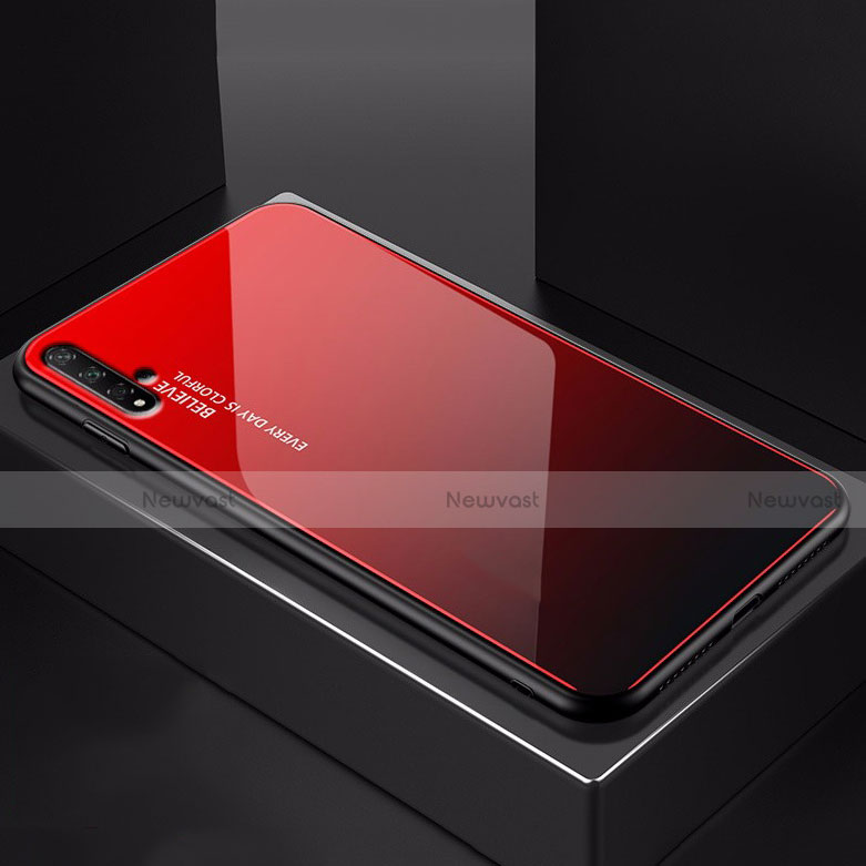 Silicone Frame Mirror Rainbow Gradient Case Cover H01 for Huawei Honor 20 Red