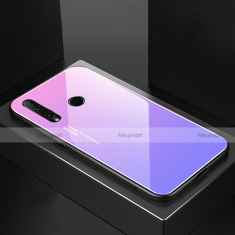 Silicone Frame Mirror Rainbow Gradient Case Cover H01 for Huawei Honor 20E Purple