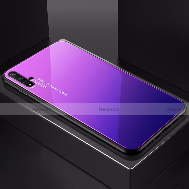 Silicone Frame Mirror Rainbow Gradient Case Cover H01 for Huawei Honor 20S Purple